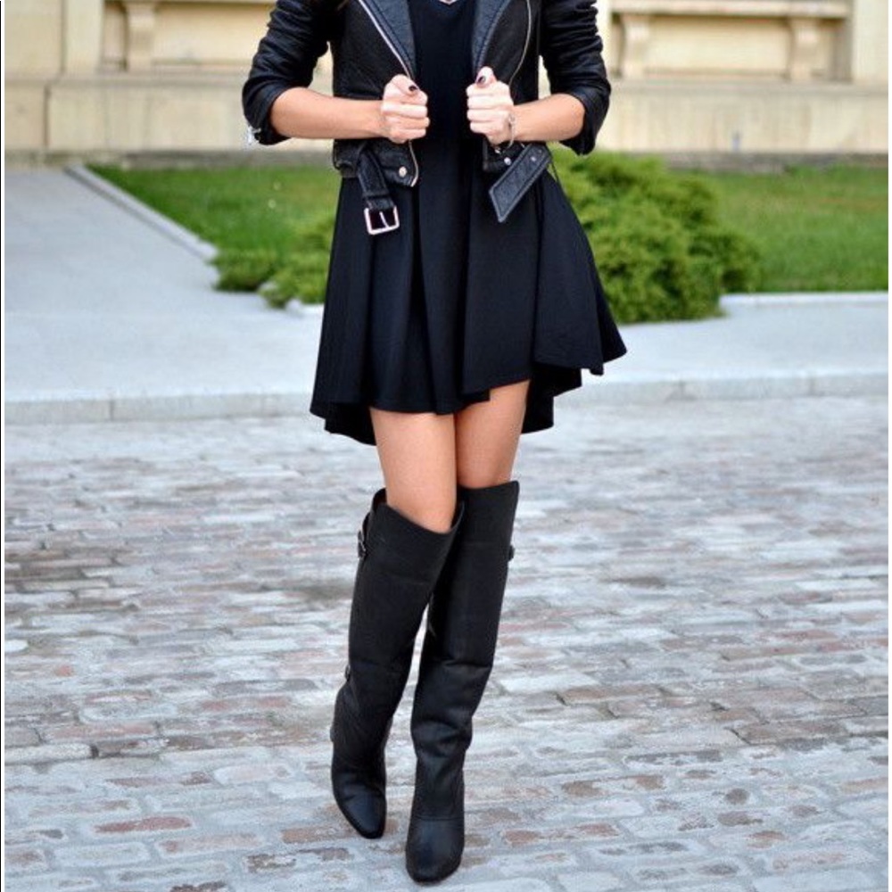 ✨Trade✨CHANEL black knee high suede boots - Picture 1 of 8
